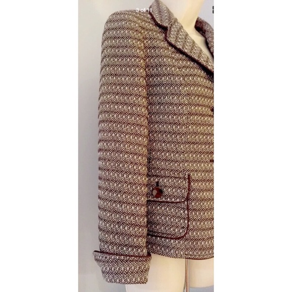 Talbots Size 6 Brown Tipped Beige Wool Blend Blazer Jacket - Picture 5 of 7